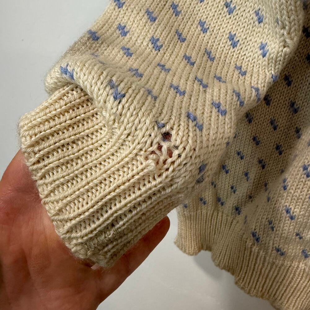 Dale of Norway Vintage Women's Sweater Cardigan Wool‎ Nordic Cream Blue Small - Picture 8 of 9
